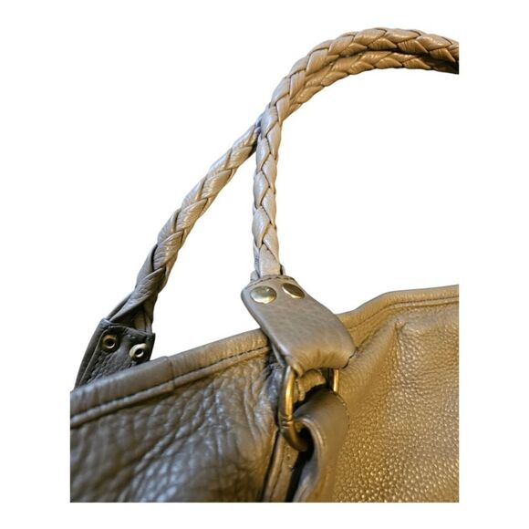 UNBRANDED Large Gray Leather Tote Shoulder Bag - Picture 5 of 8